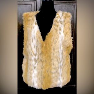 Capelli New York Women's Brown, white & black Faux Fur Vest - Size XL